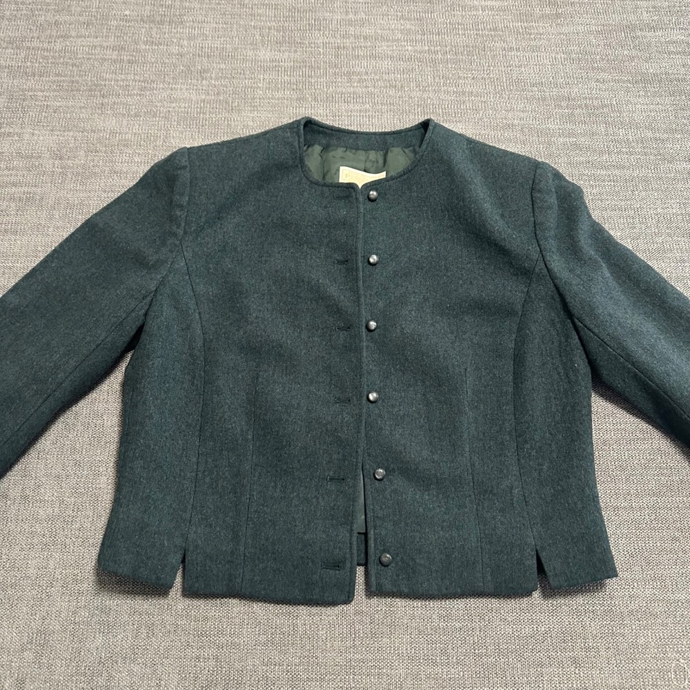 Pendleton Wool Jacket Womens Small Green  Collarless Button Front USA Made